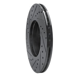 Mini Cooper Brake Rotor (1) - Front Right - R1 Concepts - Drilled & Slotted - Black - `02-`06